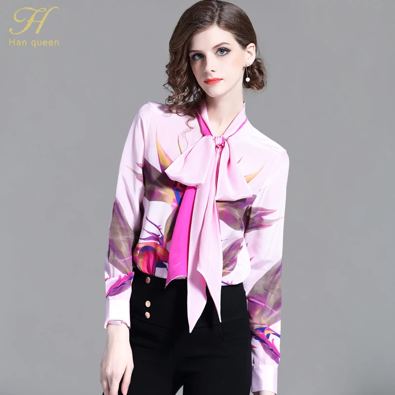 H Han Queen Women's Blouses Loose Long Sleeve Chiffon Bow Blouse Tops Casual Vintage Printing Shirt Women Clothing Blusas
H Han Queen Women's Blouses Loose Long Sleeve Chiffon Bow Blouse Tops Casual Vintage Printing Shirt Women Clothing Blusas