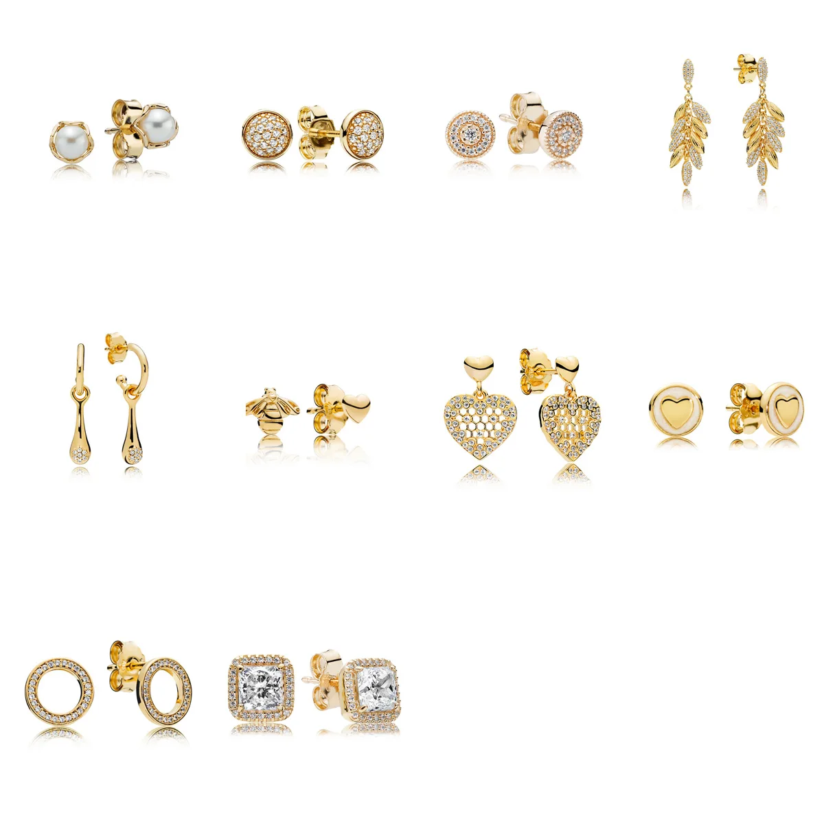 10 Style Gold Color 925 Sterling Silver Earrings Heart Pearl Leaf with Crystal Pendant Earrings for Women Wedding Party Jewelry
10 Style Gold Color 925 Sterling Silver Earrings Heart Pearl Leaf with Crystal Pendant Earrings for Women Wedding Party Jewelry