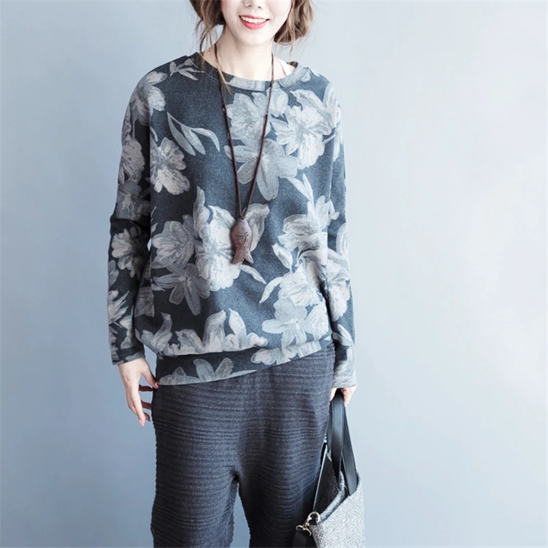 Johnature Women T-Shirts Print Floral O-Neck Bat Sleeve 2019 Spring New Tops Gray Brief Loose Casual Hoodies Cotton T-Shirts
Johnature Women T-Shirts Print Floral O-Neck Bat Sleeve 2019 Spring New Tops Gray Brief Loose Casual Hoodies Cotton T-Shirts