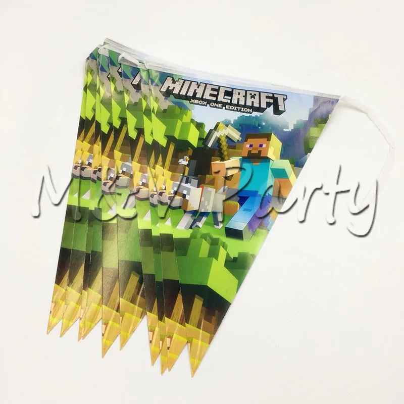 10 шт./лот Minecraft тема мультфильм гирлянда с флажками для вечеринки день рождения