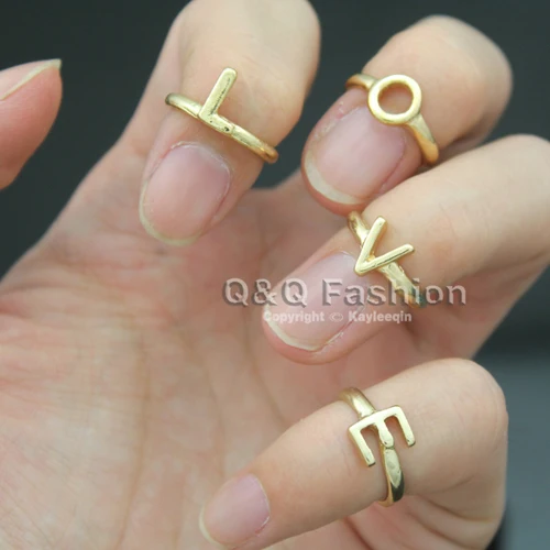 Набор из 4 золотых надписей LOVE набор мини-колец на палец в виде букв рок SZ 3