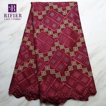 New Style 2019 Red Colour African Hollow Out Embroidery With Rhinestones Cotton Lace Fabric For Wedding Dress Net Lace Material
New Style 2019 Red Colour African Hollow Out Embroidery With Rhinestones Cotton Lace Fabric For Wedding Dress Net Lace Material