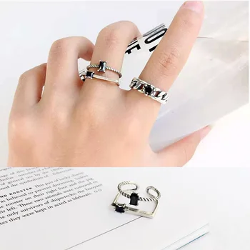Personality Punk Vintage 925 Sterling Silver Black Crystal Rings Thai Silver Opening Adjustable Rings For Women Men bague
Personality Punk Vintage 925 Sterling Silver Black Crystal Rings Thai Silver Opening Adjustable Rings For Women Men bague