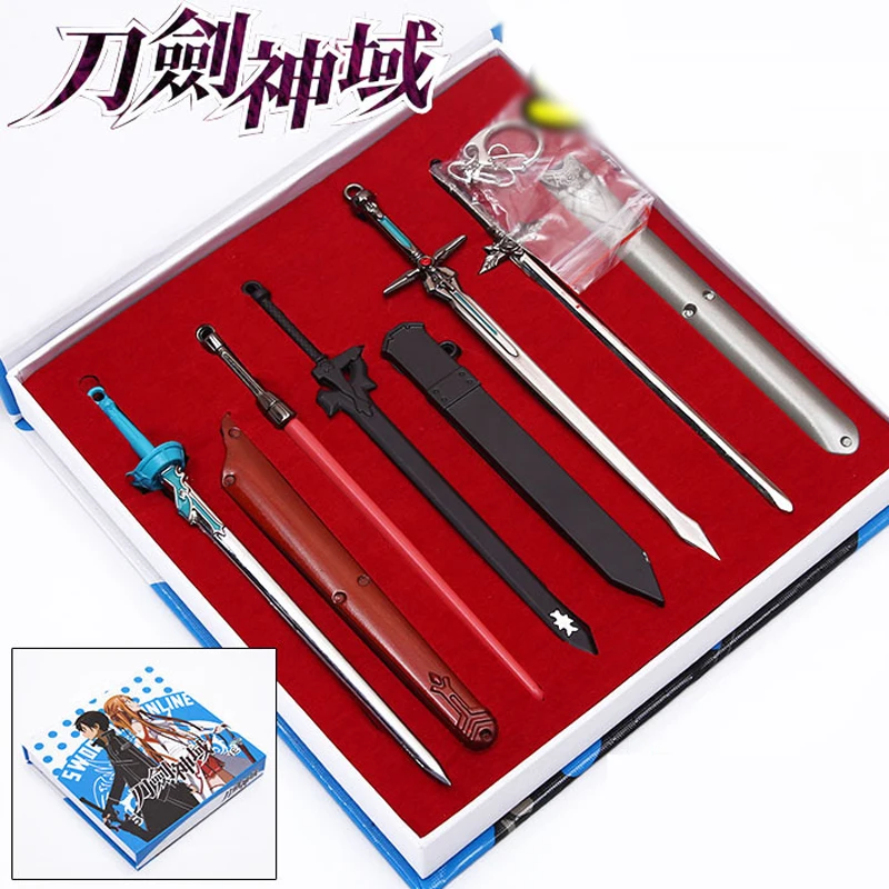 Anime SAO Sword Art Online 5pcs/set Sword Weapon Pendants Keychain Kirigaya Kirito Asuna Cosplay Accessories Props action figure
Anime SAO Sword Art Online 5pcs/set Sword Weapon Pendants Keychain Kirigaya Kirito Asuna Cosplay Accessories Props action figure