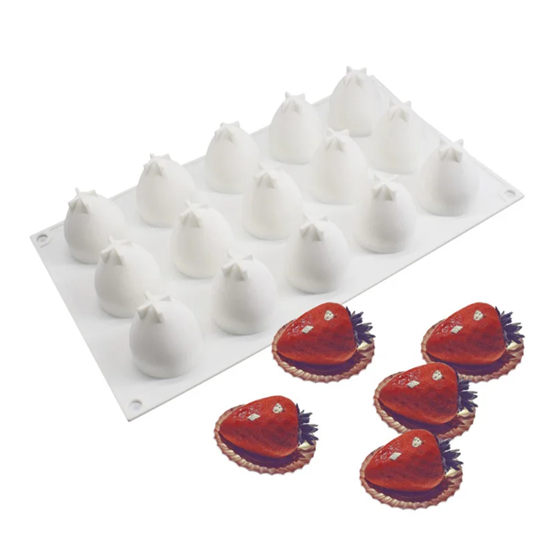 15-Cavity Silicone Mold Strawberry Shape Cakes For Mousse Chocolate Truffle Ice Cream Fondant Dessert Baking Pan Decorating Tool
15-Cavity Silicone Mold Strawberry Shape Cakes For Mousse Chocolate Truffle Ice Cream Fondant Dessert Baking Pan Decorating Tool