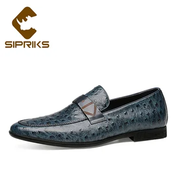 Sipriks Genuine Leather Printed Ostrich Mens Loafers Navy Blue Gent Suit Shoes Dark Brown Flat-Bottomed Shoes Black Social Prom
Sipriks Genuine Leather Printed Ostrich Mens Loafers Navy Blue Gent Suit Shoes Dark Brown Flat-Bottomed Shoes Black Social Prom