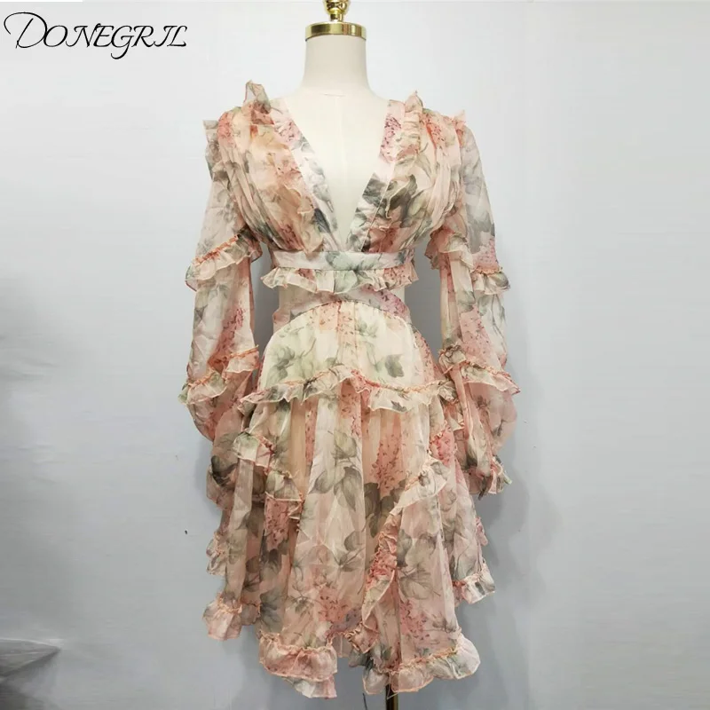 DONEGRIL 2018 New Fashion European Above Knee Full Lantern Sleeve V-neck Deep Sheath Cascading Printed Women Dress Backless
DONEGRIL 2018 New Fashion European Above Knee Full Lantern Sleeve V-neck Deep Sheath Cascading Printed Women Dress Backless