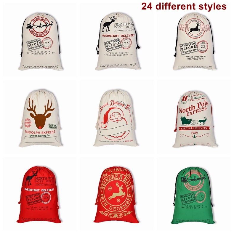 50pcs/lot Santa Sack Christmas Gift Bags 24 Styles Xmas Canvas Sack Bag Cotton Elk Santa Claus Drawstring Red Bag
50pcs/lot Santa Sack Christmas Gift Bags 24 Styles Xmas Canvas Sack Bag Cotton Elk Santa Claus Drawstring Red Bag