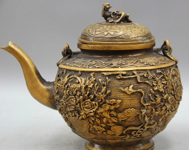 JP S0524 12" Marked Chinese palace Copper Beast peony flower Wine Tea Pot Flagon Teapot
JP S0524 12" Marked Chinese palace Copper Beast peony flower Wine Tea Pot Flagon Teapot