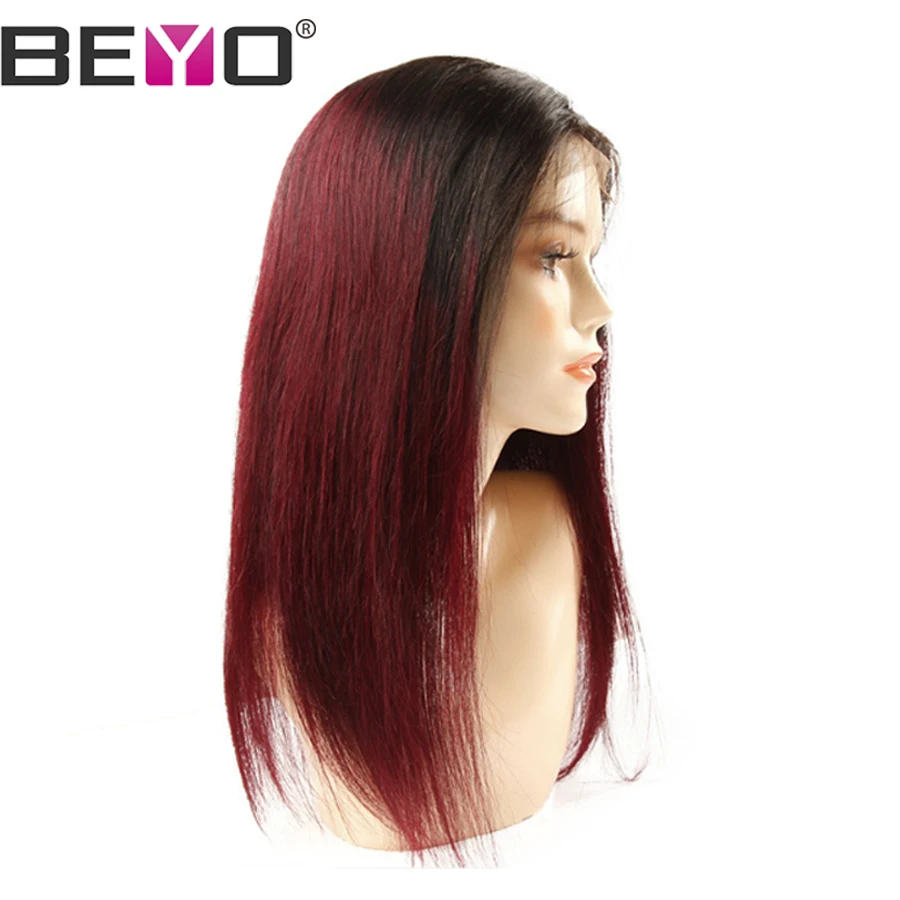 #1B99J Color Ombre lace front human hair wigs for black women brazilian straight lace wig With Baby Hair remy beyo (3)
