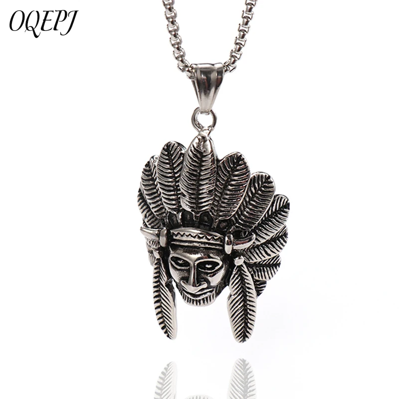 OQEPJ Gothic Indian Chief Head Necklace Pendant 316L Stainless Steel Prevent allergy Necklaces High Quality Cool Men Jewelry
OQEPJ Gothic Indian Chief Head Necklace Pendant 316L Stainless Steel Prevent allergy Necklaces High Quality Cool Men Jewelry