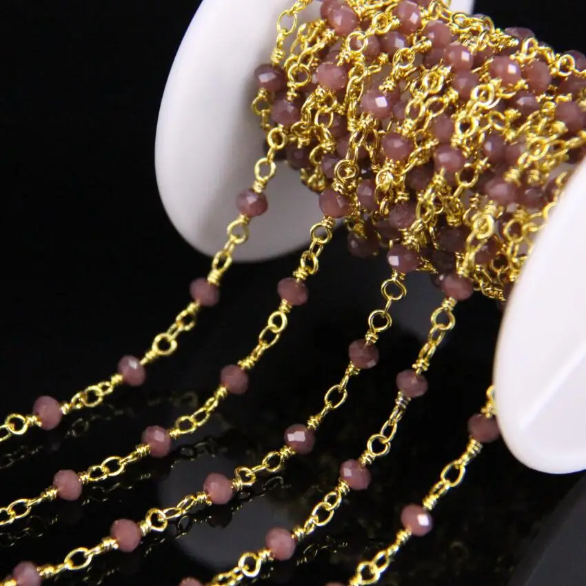 Strawberry crystal Rosary Chain,3x4mm Pink Glass Faceted Rondelle Plating Gold Link Chain,Bracelet Crafts Women Sweater Chain
Strawberry crystal Rosary Chain,3x4mm Pink Glass Faceted Rondelle Plating Gold Link Chain,Bracelet Crafts Women Sweater Chain