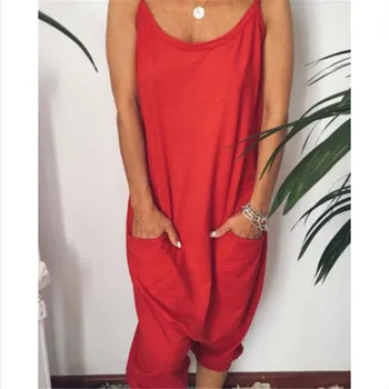 Women Strap Overalls Harem Trousers Soild Color Baggy Casual Playsuit New Sexy Sleeveless Strappy Jumpsuit Summer Loose Bodysuit
Women Strap Overalls Harem Trousers Soild Color Baggy Casual Playsuit New Sexy Sleeveless Strappy Jumpsuit Summer Loose Bodysuit