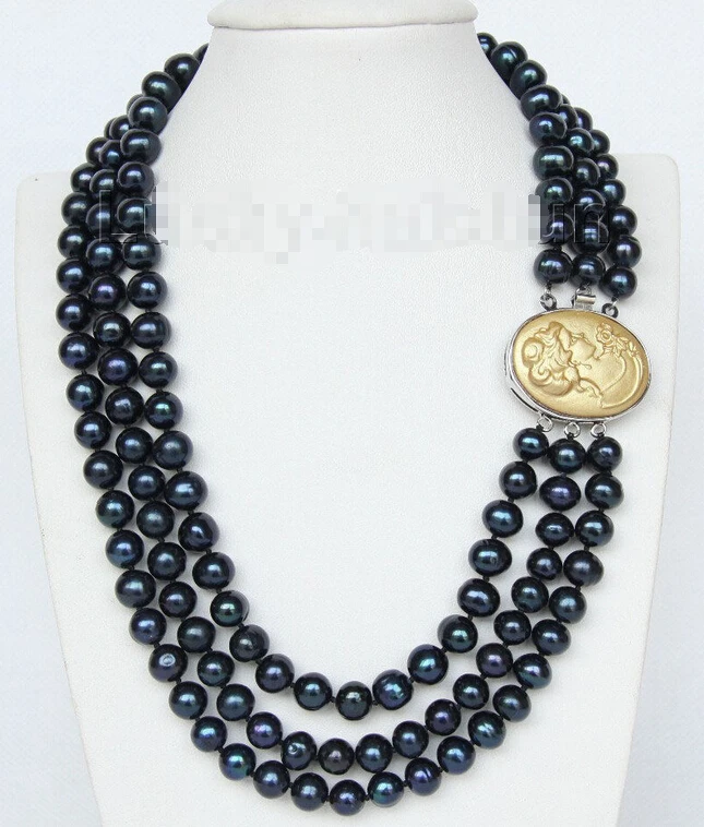 CMFT, Free shipping >>>>>>3 row Strand 9mm black FW pearls necklace cameo seashell clasp j9373
CMFT, Free shipping >>>>>>3 row Strand 9mm black FW pearls necklace cameo seashell clasp j9373