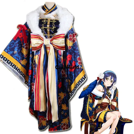 Love Live School Idol Project Sonoda Umi New Year Kimono Yukata Dress Uniform Outfit Anime Cosplay Costumes