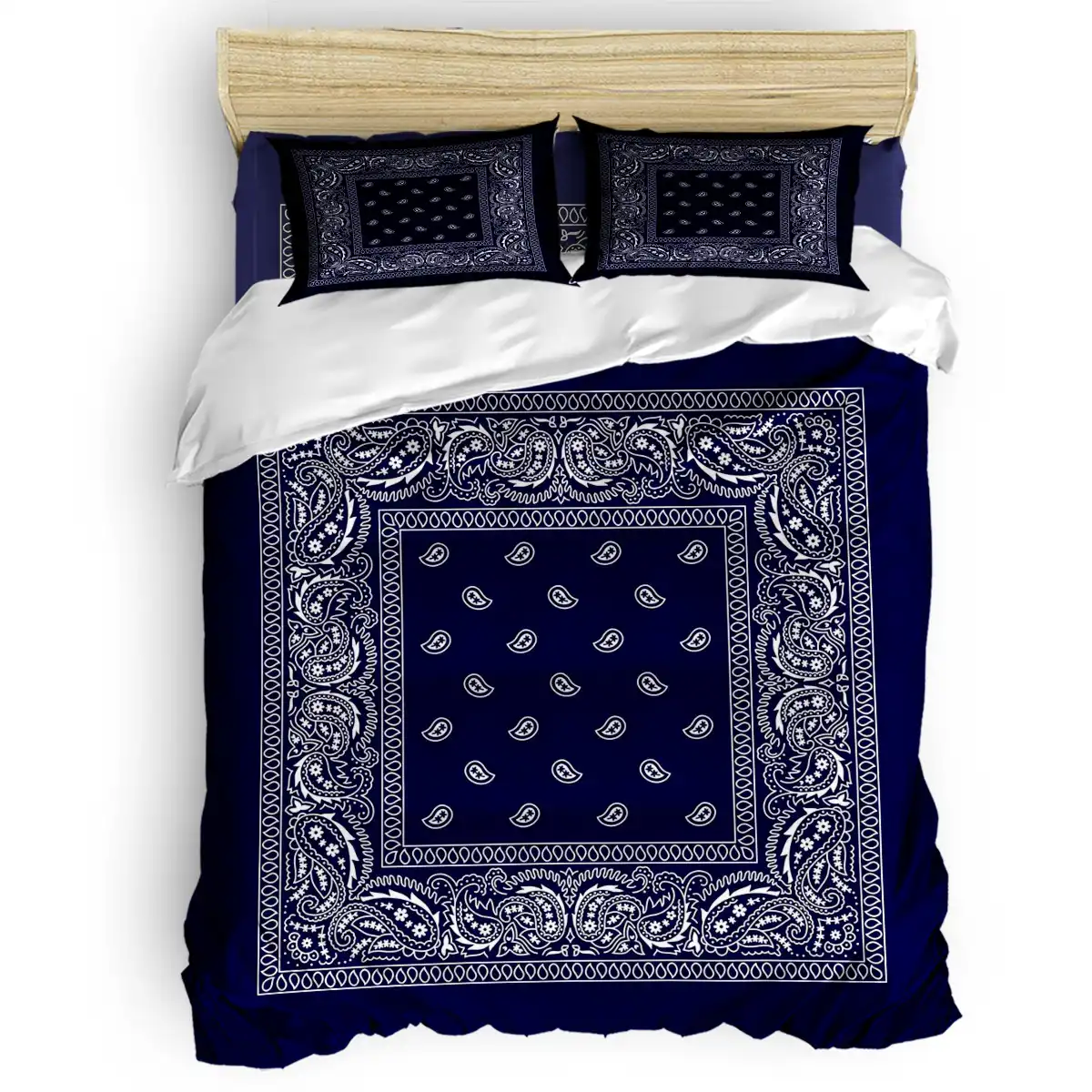 Bandana Navy Blue Southwestern Duvet Cover Cotton King Size Queen