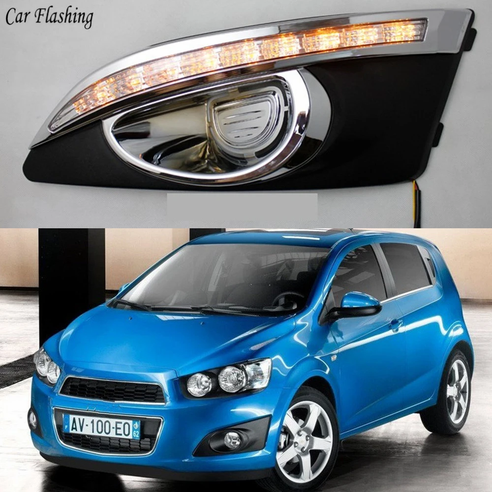 Car flashing 2PCS LED For Chevrolet Chevy AVEO Sonic 2011 2012 2013 DRL Daytime Running Lights Daylight With Turn Signal lamp
Car flashing 2PCS LED For Chevrolet Chevy AVEO Sonic 2011 2012 2013 DRL Daytime Running Lights Daylight With Turn Signal lamp