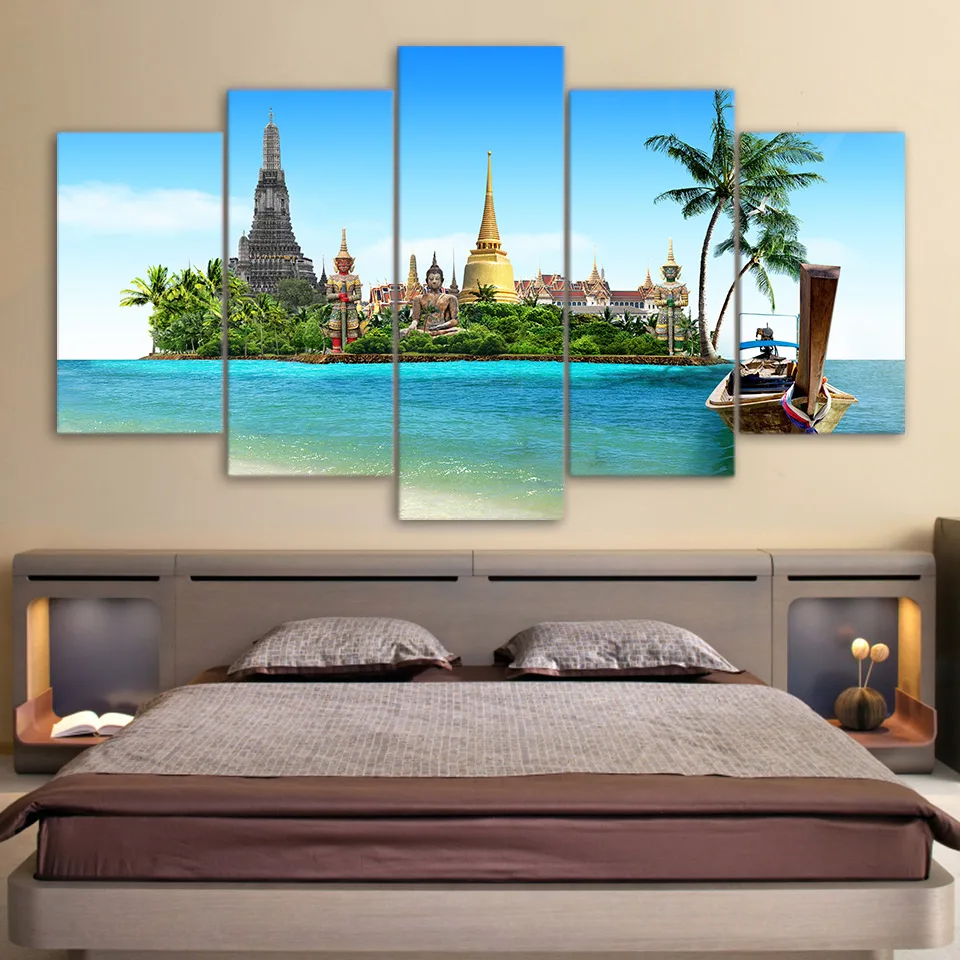 Modular Paintings Home Decor Frame HD Printed Canvas 5 Pieces Tropical Island Pictures Wall Art Thailand Pattaya Buddha Posters
Modular Paintings Home Decor Frame HD Printed Canvas 5 Pieces Tropical Island Pictures Wall Art Thailand Pattaya Buddha Posters