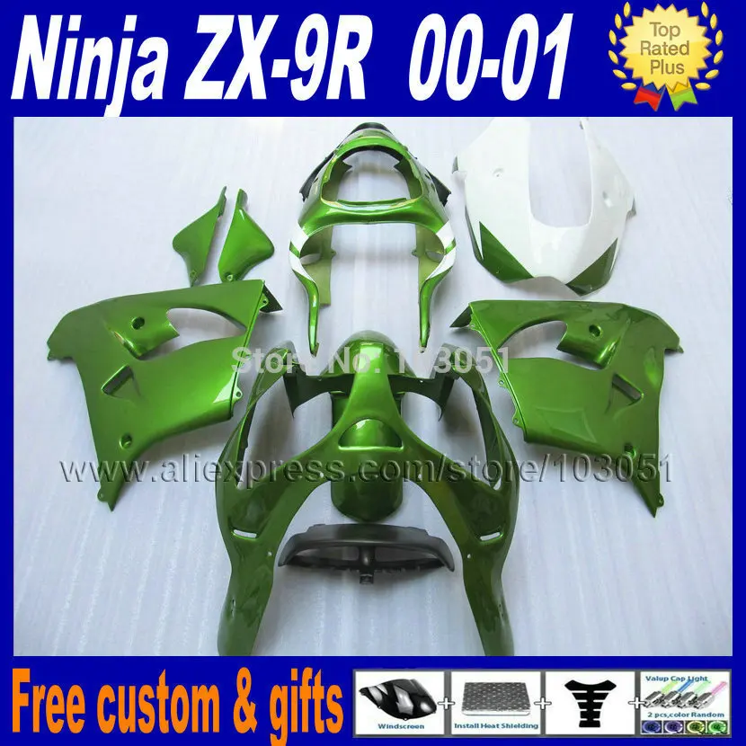 Custom free motorcycle fairing kits for kawasaki ZX 9R 2000 2001 ninja R 00 01 dark green body repair fairings parts
Custom free motorcycle fairing kits for kawasaki ZX 9R 2000 2001 ninja R 00 01 dark green body repair fairings parts