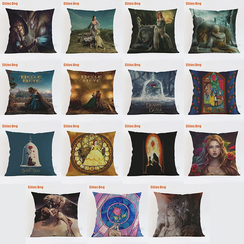 Beauty and the Beast linen decorative sofa pillows cushion cover Cartoon 35x35 55x55cm pillow new Year gift pillowcase almofada
Beauty and the Beast linen decorative sofa pillows cushion cover Cartoon 35x35 55x55cm pillow new Year gift pillowcase almofada