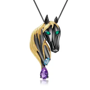 GEM'S BALLET Handmade Modern Horse Pendant Brooch 925 Sterling Silver Jewelry For Women Natural Amethyst Sky Blue Topaz Gemstone
GEM'S BALLET Handmade Modern Horse Pendant Brooch 925 Sterling Silver Jewelry For Women Natural Amethyst Sky Blue Topaz Gemstone
