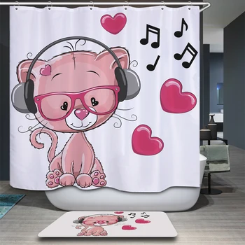 New Cat music cute cartoon Arrival Waterproof Fabric bear Design 3D Shower Curtain Bathroom Nature Bath Curtain
New Cat music cute cartoon Arrival Waterproof Fabric bear Design 3D Shower Curtain Bathroom Nature Bath Curtain