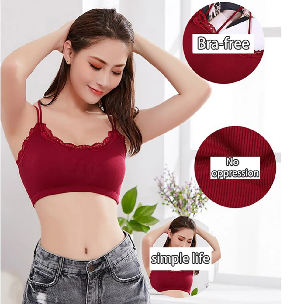 Summer Women Bra Vest Double Trim Cross Camisole Lace Bra Padded Seamless Tube Tops
Summer Women Bra Vest Double Trim Cross Camisole Lace Bra Padded Seamless Tube Tops