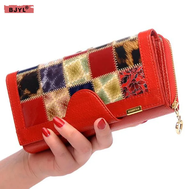 BJYL Brand long section Women Two fold Genuine leather wallets patent leather plaid clutch bag cards ID Holder Coins Purses
BJYL Brand long section Women Two fold Genuine leather wallets patent leather plaid clutch bag cards ID Holder Coins Purses