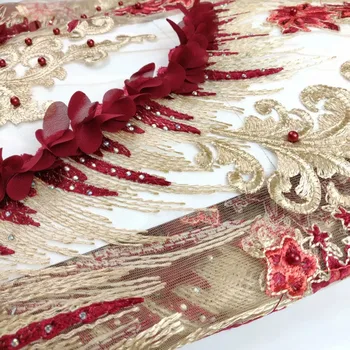 High Quality Nigerian 3D Wedding Lace Fabric Wine red Latest African Laces 2018 French Net Lace Fabric With beads for Dress
High Quality Nigerian 3D Wedding Lace Fabric Wine red Latest African Laces 2018 French Net Lace Fabric With beads for Dress