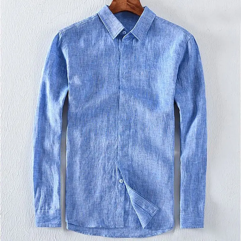 Top quality 2019 New Men's long sleeve shirts 100% linen lapel mens shirts solid color fashion mens clothing slim tops
Top quality 2019 New Men's long sleeve shirts 100% linen lapel mens shirts solid color fashion mens clothing slim tops