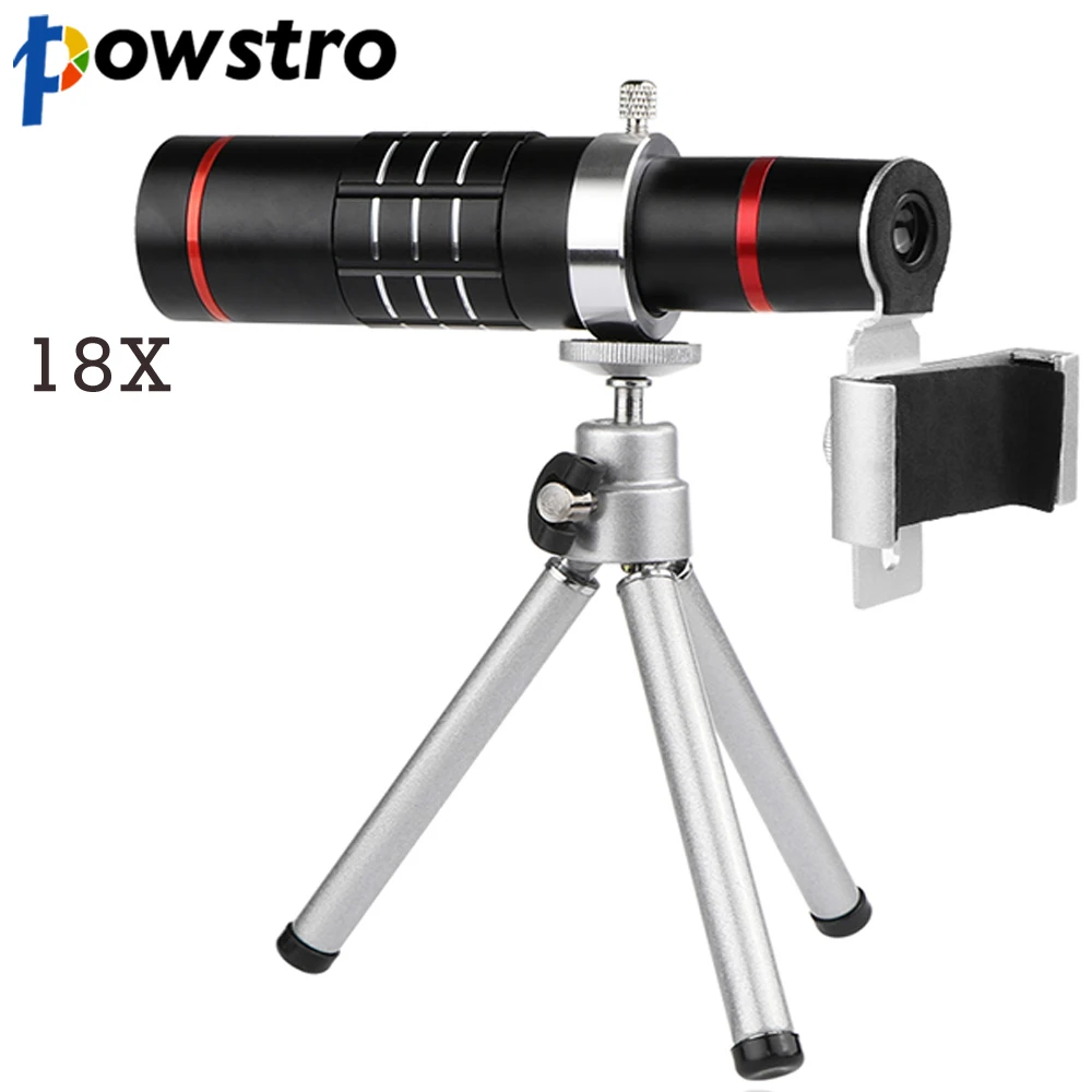 Powstro 18X Zoom Telescope Phone Camera Lens with Tripod Clip For iPhone 7 8 X Samsung Xiaomi HTC Mobile Phones lens Telephoto
Powstro 18X Zoom Telescope Phone Camera Lens with Tripod Clip For iPhone 7 8 X Samsung Xiaomi HTC Mobile Phones lens Telephoto