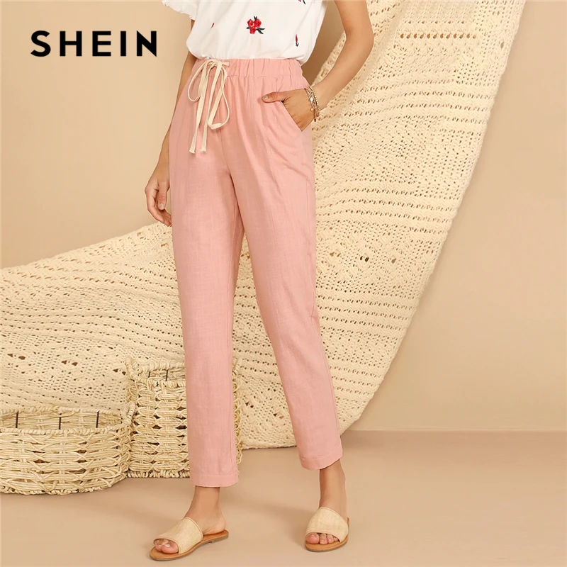 SHEIN Drawstring Waist Slant Pocket Pants Young Women Pink Pastel Solid 2019 Casual Autumn Spring Elastic Waist Long Pants
SHEIN Drawstring Waist Slant Pocket Pants Young Women Pink Pastel Solid 2019 Casual Autumn Spring Elastic Waist Long Pants
