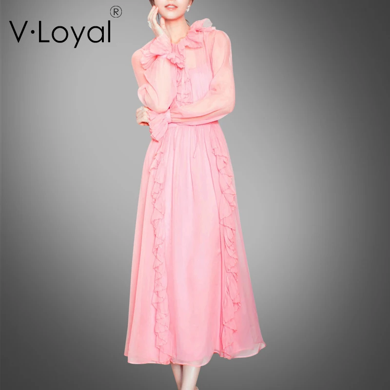 Новое весенне-летнее модное элегантное платье и розовое шифоновое длинное с