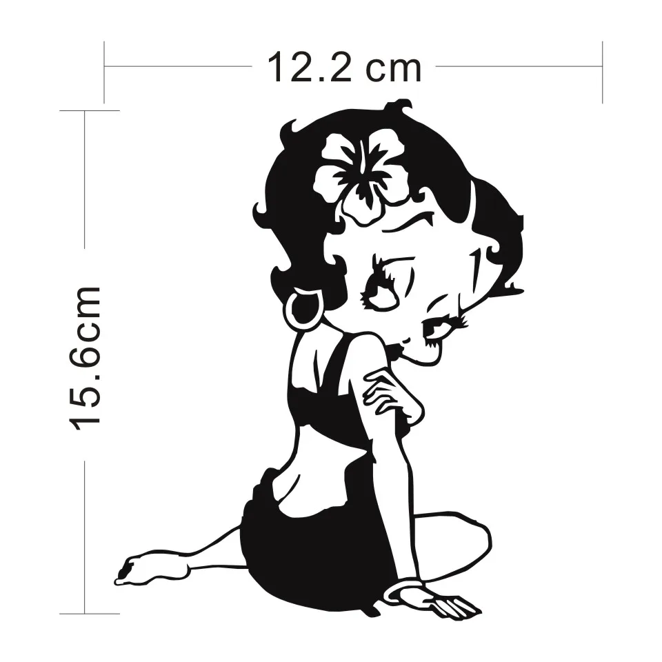 12.2cm15.6cm 3D Car Styling Stickers Betty Boop Fashion Car Sticker Decoration Decal Car Styling Accessories BlackSilverLaser (4)
