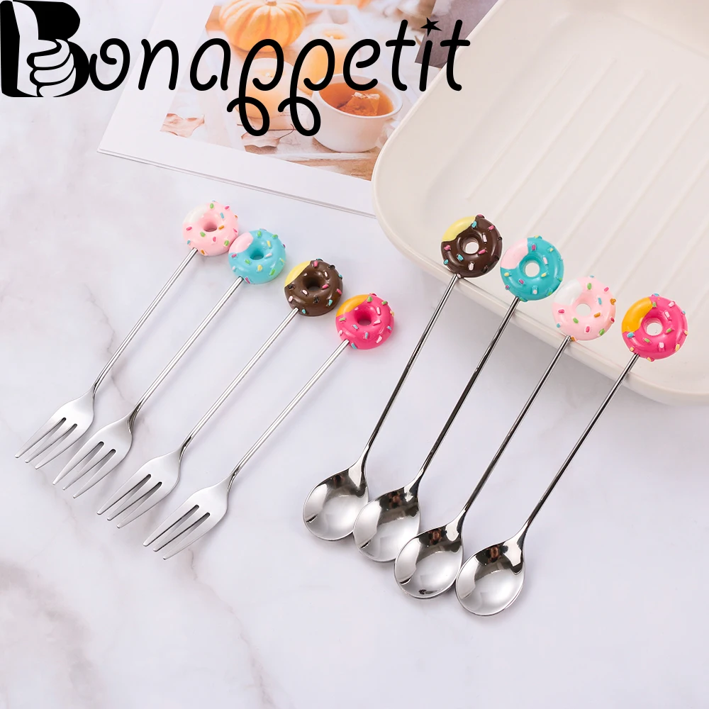 1PC Stainless Steel Lovely Doughnut Dessert Spoon Fork Tea Coffee Ice Cream Tools Home Kitchen Flatware Dinnerware
1PC Stainless Steel Lovely Doughnut Dessert Spoon Fork Tea Coffee Ice Cream Tools Home Kitchen Flatware Dinnerware