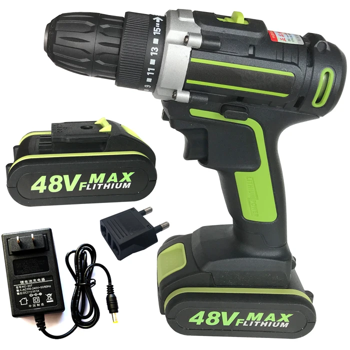 Cordless 48VF Electric Drill 15+1 torque Adjustment Drilling Screwdriver Rechargeable Li-Ion Battery Powerful Driling Tool
Cordless 48VF Electric Drill 15+1 torque Adjustment Drilling Screwdriver Rechargeable Li-Ion Battery Powerful Driling Tool