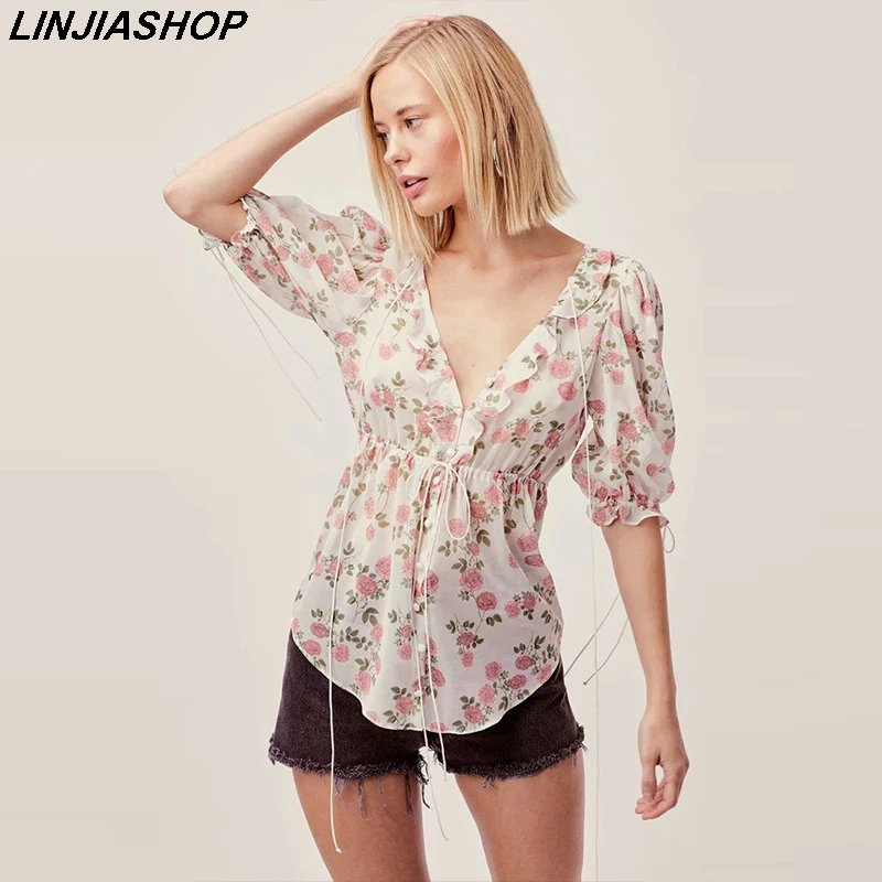 Boho Summer Tops and Blouses Puff Sleeve Print V Neck Beige White Ruffles Ties Loose Easy Fit Chiffon Blouse Summer Tops Shirt
Boho Summer Tops and Blouses Puff Sleeve Print V Neck Beige White Ruffles Ties Loose Easy Fit Chiffon Blouse Summer Tops Shirt