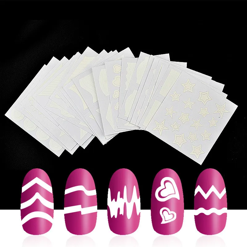24pcs French Edge Tip Nail Sticker Guides Set Smile Wave Form Fringe Styling Decal Manicure Art Decoration | Красота и здоровье