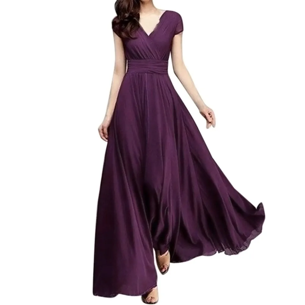 FEITONG Fashion Women Casual Solid Chiffon V-Neck Evening Party Long Dress V-neck Bohemian waist chiffon dress
FEITONG Fashion Women Casual Solid Chiffon V-Neck Evening Party Long Dress V-neck Bohemian waist chiffon dress