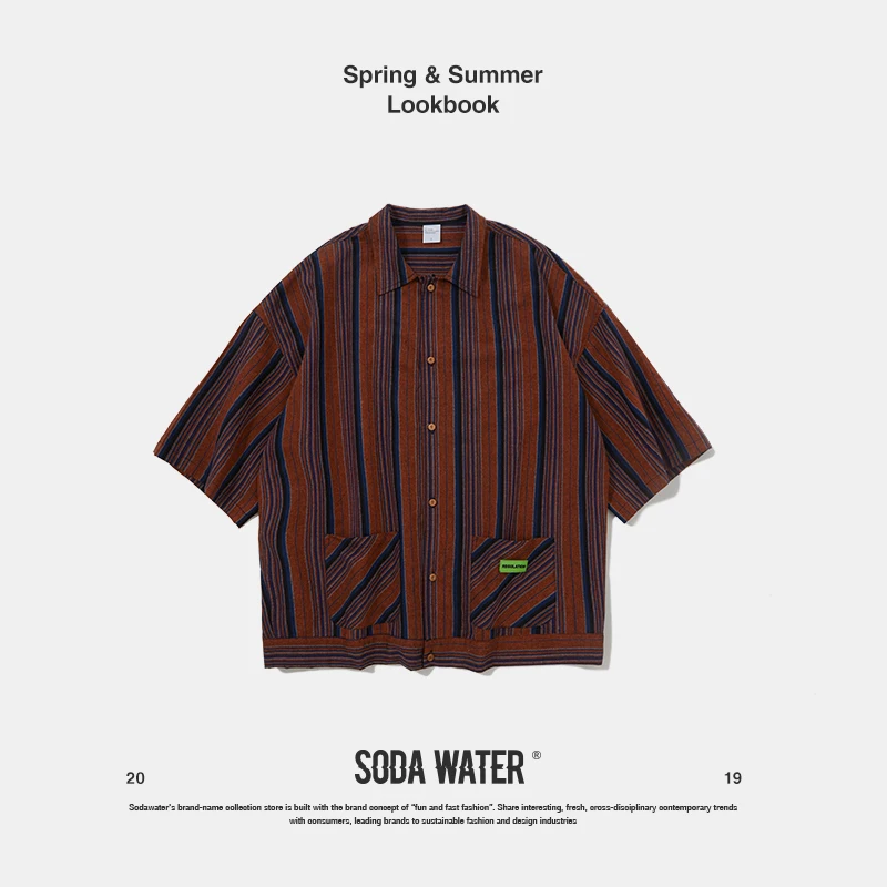 SODA WATER Casual Shirts Street Style Loose Fit Dress Striped Shirt Summer Hip hop Swag Ins Fashion Brand Clothing 9210S
SODA WATER Casual Shirts Street Style Loose Fit Dress Striped Shirt Summer Hip hop Swag Ins Fashion Brand Clothing 9210S