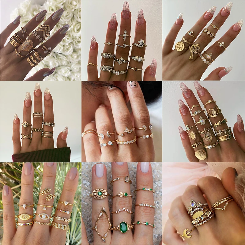 HuaTang Fashion Gold Color Snake Shape Crystal Opal Rings Set for Women Black Rhinestone Flowers Rings Party Jewelry Anillo
HuaTang Fashion Gold Color Snake Shape Crystal Opal Rings Set for Women Black Rhinestone Flowers Rings Party Jewelry Anillo