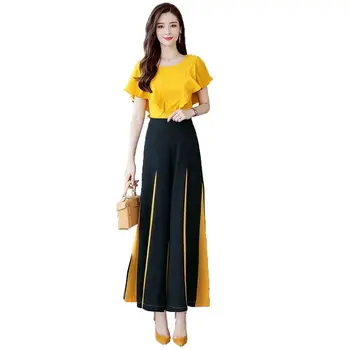 2019 Summer Women Casual OL Two Piece Outfits Female Ruffles Tops And Wide Leg Pants Sets Ladies Vintage Fashion Slim Suits F65
2019 Summer Women Casual OL Two Piece Outfits Female Ruffles Tops And Wide Leg Pants Sets Ladies Vintage Fashion Slim Suits F65