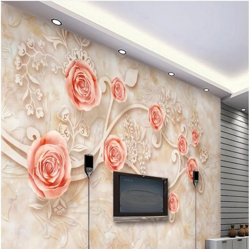 

wellyu Custom large - scale mural marble tiles TV sofa backdrop non - woven wallpaper papel de parede para quarto
