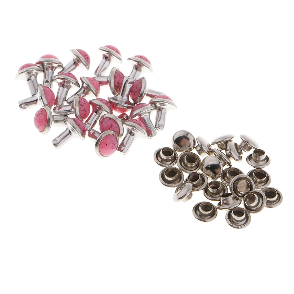 20 Sets Turquoise Decoration Rivets Punk Studs Spikes Garment Bags Shoes Leather Belts Leather Craft DIY Decoration 7mm