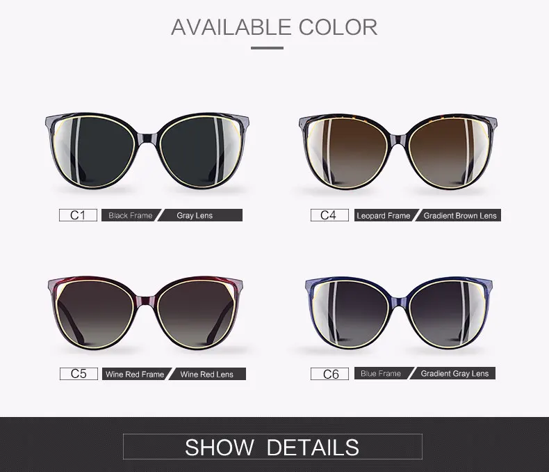 AOFLY BRAND DESIGN Fashion Sunglasses 2018 Polarized Cat Eye Sun Glasses For Women Rhinestone Temple UV400 A104 17