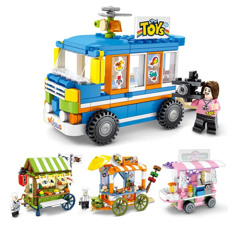 Assemble 4 Street Shop Vehicle BBQ Ice-cream Sushi BBQ Building Blocks Educational Toys Gift For Children
Assemble 4 Street Shop Vehicle BBQ Ice-cream Sushi BBQ Building Blocks Educational Toys Gift For Children