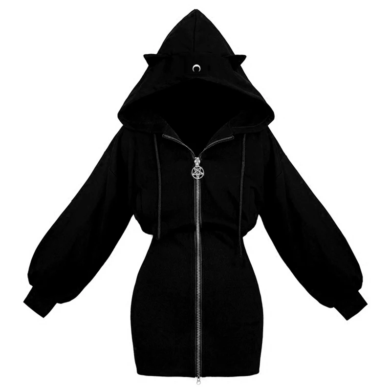 Women Dark Punk Style Cat Ears Hoodie Hoody Sexy Sailor Moon Gothic Hip Hop Slim Long Sweatshirt Zipper Hooded Jacket Coat
Women Dark Punk Style Cat Ears Hoodie Hoody Sexy Sailor Moon Gothic Hip Hop Slim Long Sweatshirt Zipper Hooded Jacket Coat