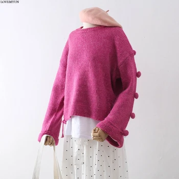 women knit ladies sweater 2018 long batwing sleeve ball ornaments loose warm pullovers tops
women knit ladies sweater 2018 long batwing sleeve ball ornaments loose warm pullovers tops