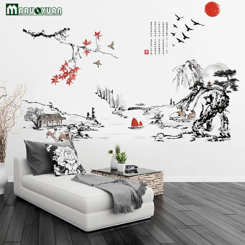 Maruoxuan 2017 New Chinese Style Wall Stickers Ink Painting The Living Room Bedroom Decoration Vinyl Mural Removable Wall Decals
Maruoxuan 2017 New Chinese Style Wall Stickers Ink Painting The Living Room Bedroom Decoration Vinyl Mural Removable Wall Decals