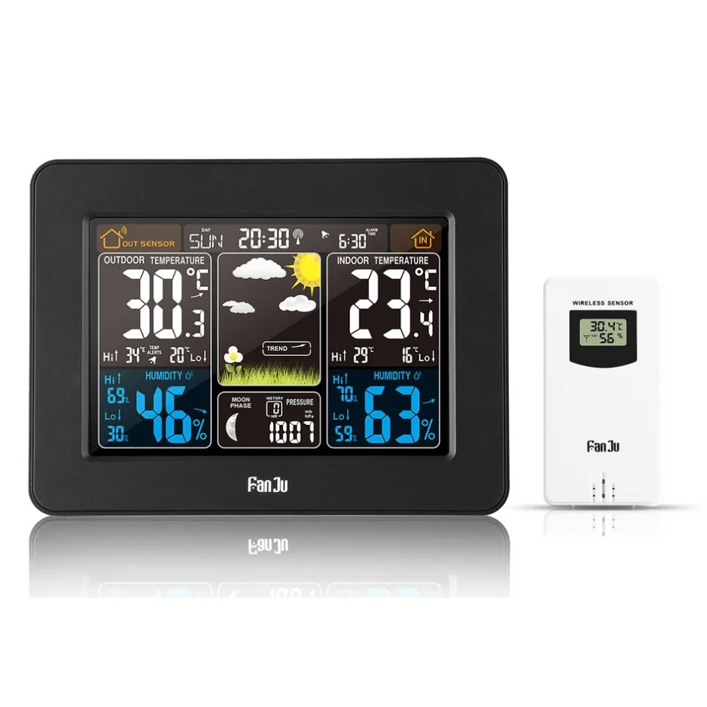 Electronic Digital LCD Desk Clock Wireless Weather Station Forecast Clock Temperature Humidity Barometer Monitor Table Clock
Electronic Digital LCD Desk Clock Wireless Weather Station Forecast Clock Temperature Humidity Barometer Monitor Table Clock